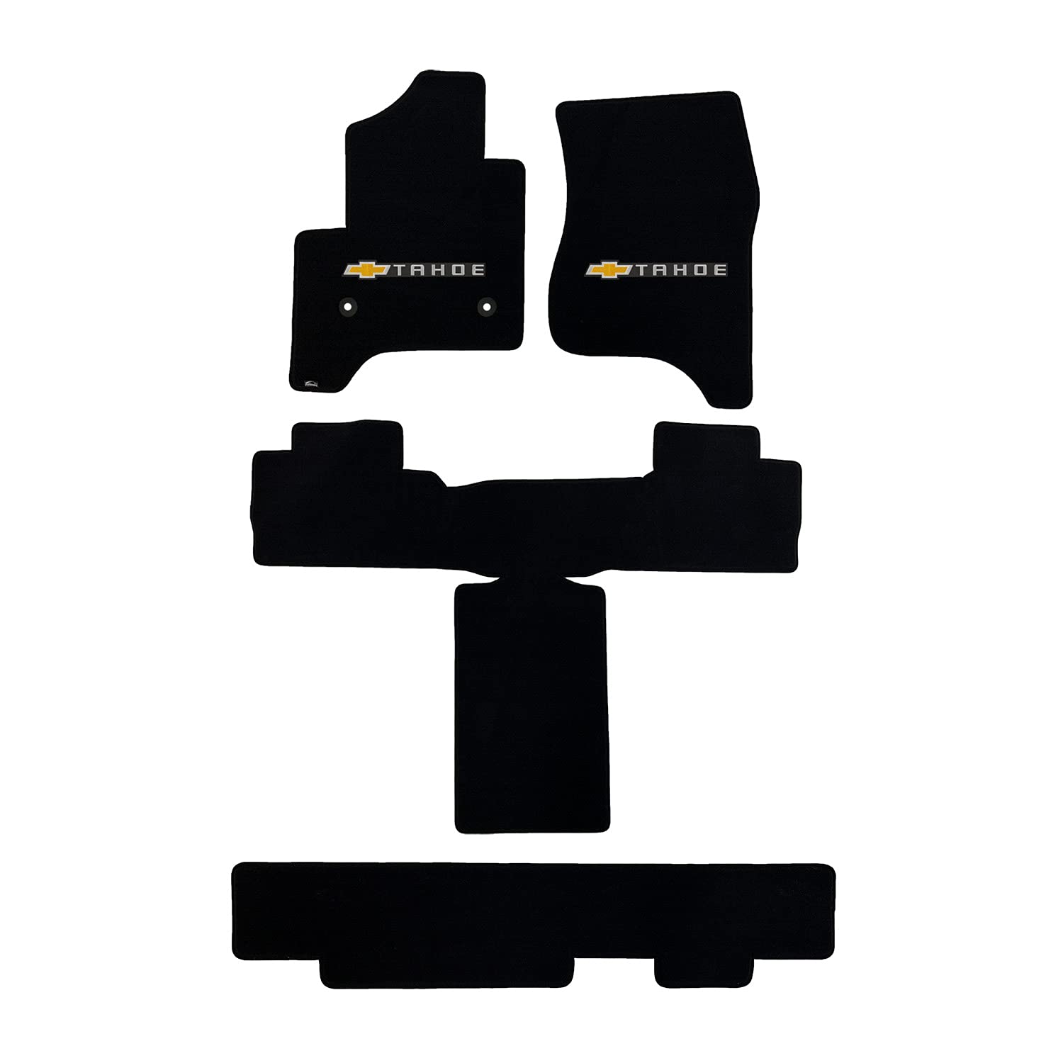 Lloyd Mats Custom-Fit Carpeted Floor Mats Premium Luxury Car Floor Liners for Chevy Tahoe 2015-2020 - Gold Bowtie + Tahoe Word (Charcoal, 4PC - Captain)