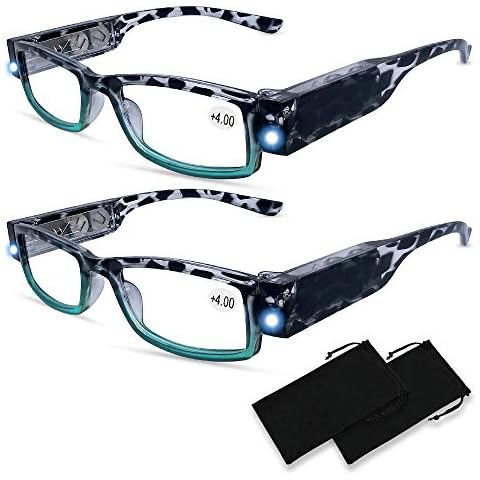 DuanMei Reading Glasses with Light Bright LED Readers Lighted Magnifier Nighttime Reader Cover