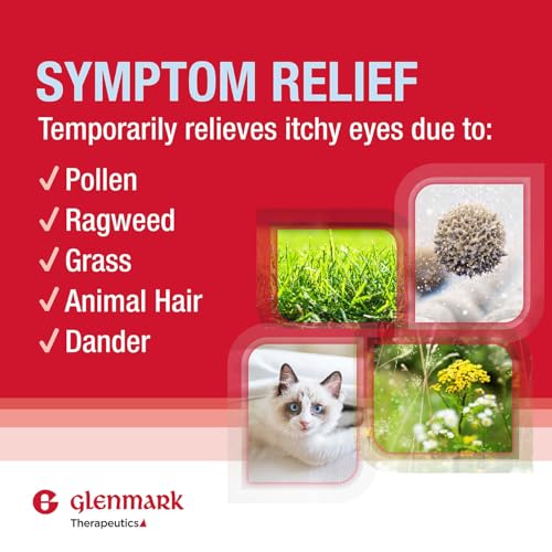 glenmark therapeutics olopatadine eye drops for allergies redness relief antihistamine eye drops allergy relief from pet dander pollen grass ragweed works in minutes olopatadine hcl 02 25ml