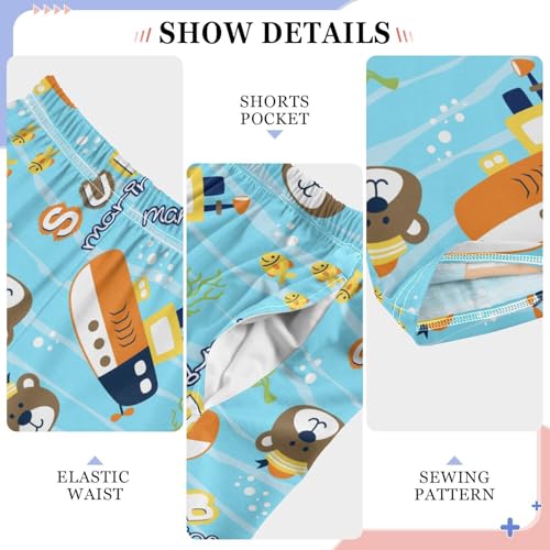 ZZXXB Submarine and Bear Boys Long Pants Soft Trousers Elastic Waist Kids Lounge Bottoms with Pockets S-XL4