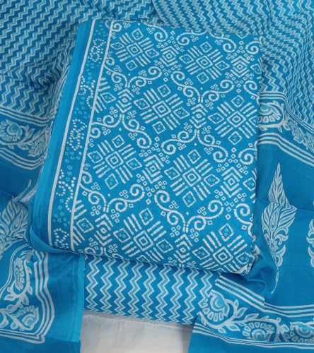 Image of DRAVINAM Trends Women's Premium Cambric Cotton Jaipuri Printed Unstitched Salwar Suit Dress Material with Mulmul Cotton Dupatta