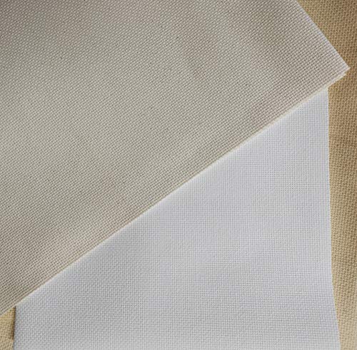 Image of 12 inch x 59 inch(30cmx149cm) 14CT Counted Cotton Aida Cloth Cross Stitch Fabric (Ecru)