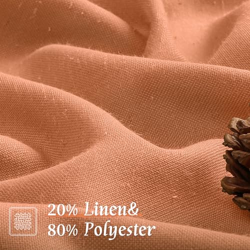 Image of LAMIT Short Linen Curtains 45 Inches Long for Cafe 2 Panels, Terracotta Light Filtering Privacy Panels Rod Pocket Neutral Fall Decor Drapes for Bedroom /Window /Loft Room, 42 x 45 Inch