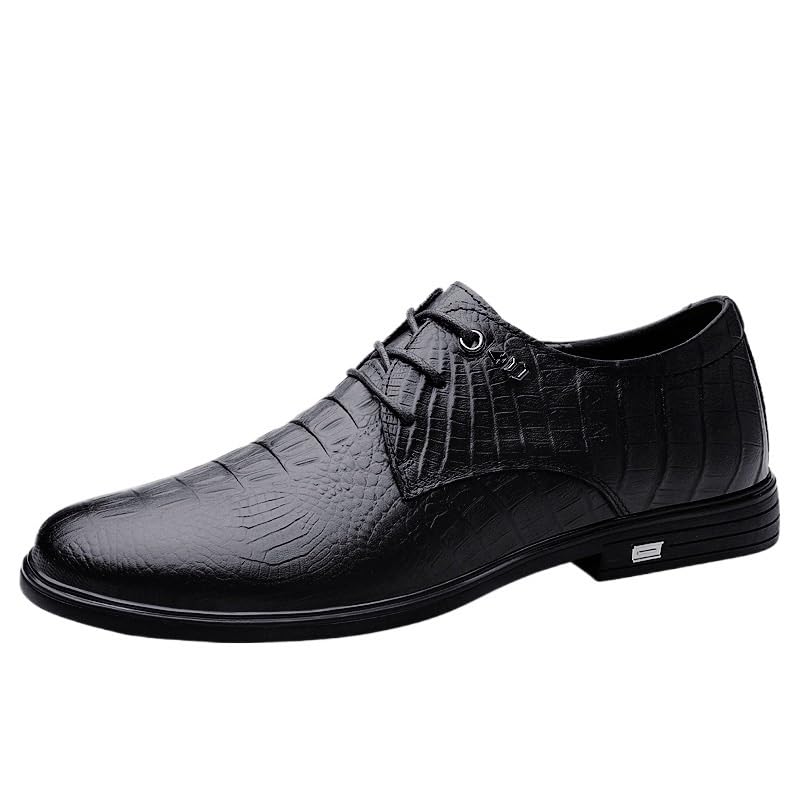 Men's Casual Business Shoes Low-top Lace-up Rubber Shoes Heightening Non-Slip wear-Resistant Comfortable Shoes for Men(D,9.5)