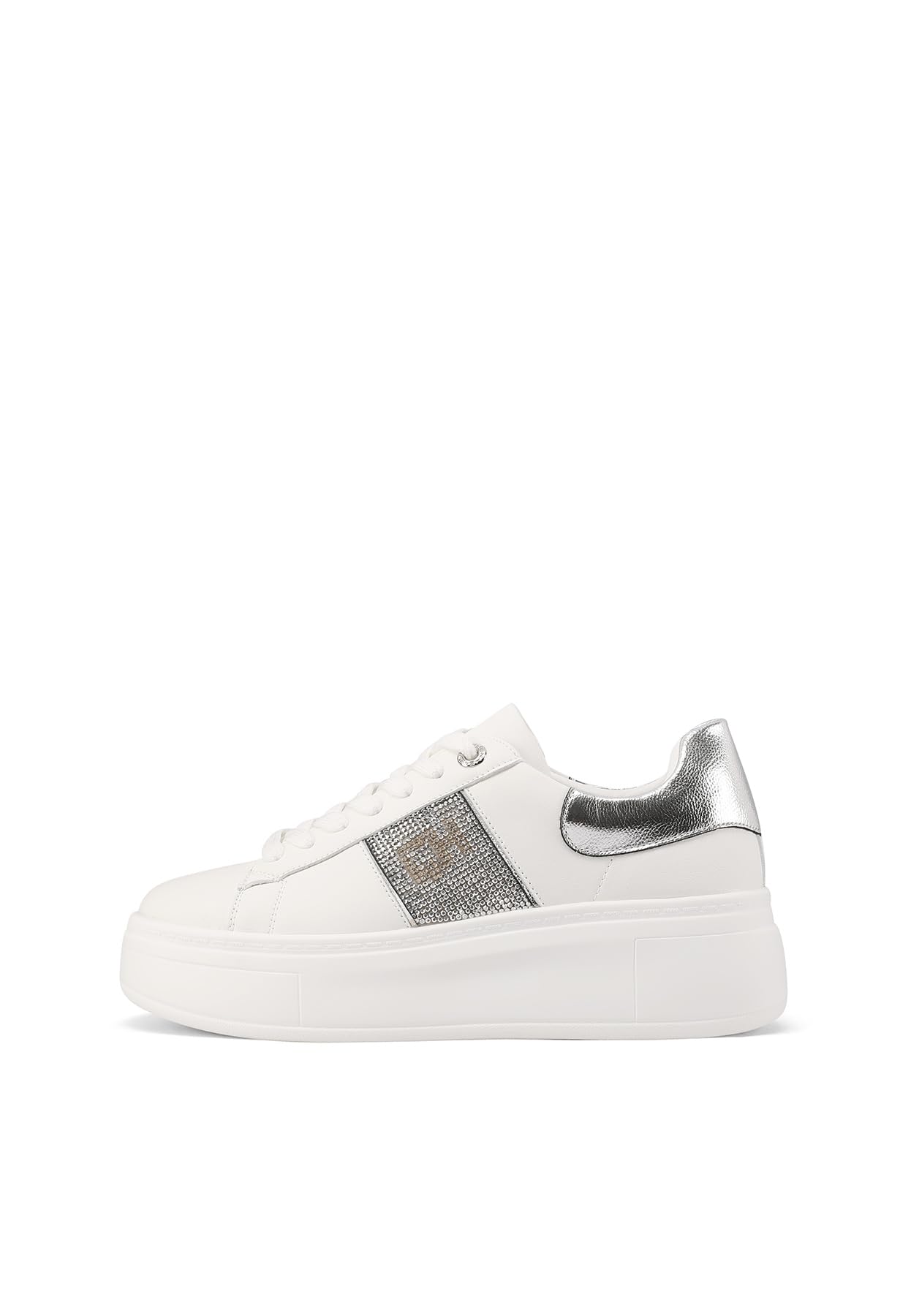 QUEEN HELENA Scarpe da Ginnastica Platform Sneakers con Strass Donna X31-12 (Argento, Sistema Taglie Calzature EU, Adulto, Donna, Numero, Media, 37)