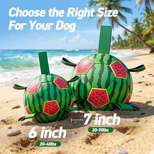 Image of QDAN Dog Water Pool Toys: Dog Soccer Ball with Straps, Waterproof Dog Balls Swimming Beach Balls for Summer Outdoor Games (6 Inch)
