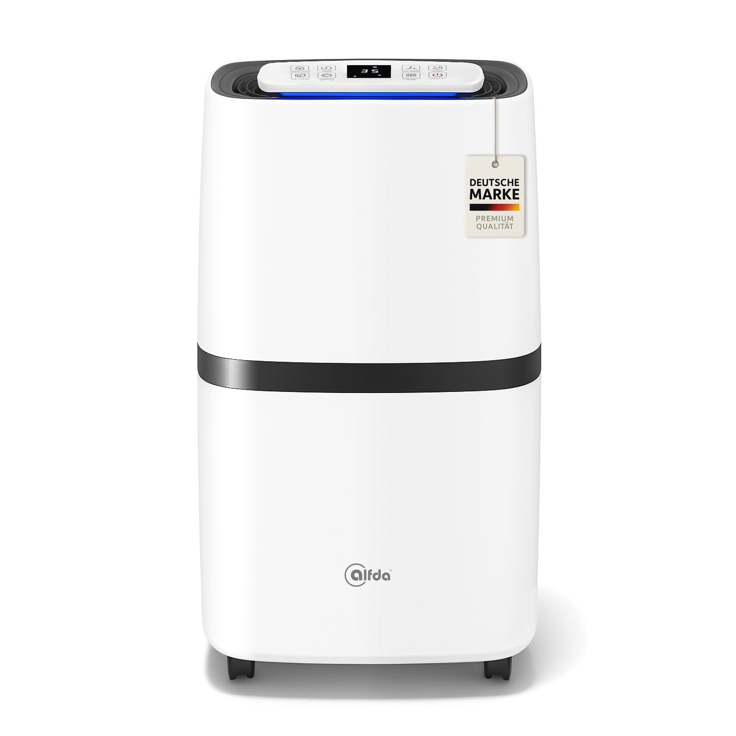 alfda AEF2000 Luftentfeuchter elektrisch 20 L Tag | 20 L Tag, bis 30m², Abschaltautomatik, Hygrostat & Touch-Display, für Schlafzimmer & Badezimmer