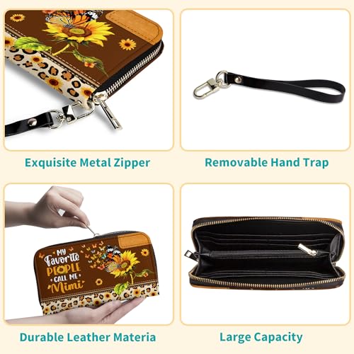 Mimi Gifts from Grandkids, Grandchildren - Mimi Life Sunflower Purse - Christmas Gifts, Birthday Gift Ideas for Grandma - Mimi Gifts for Mothers Day - Leather Long Wallet for Work, Travel3