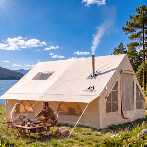 Inflatable Tents for Camping Adult 8-10 Person,129 Sqft Large Inflatable Hot Tent with Stove...