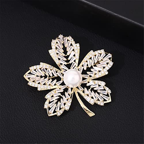 Broche en perle de zircon feuille d'érable manteau costume wholesale