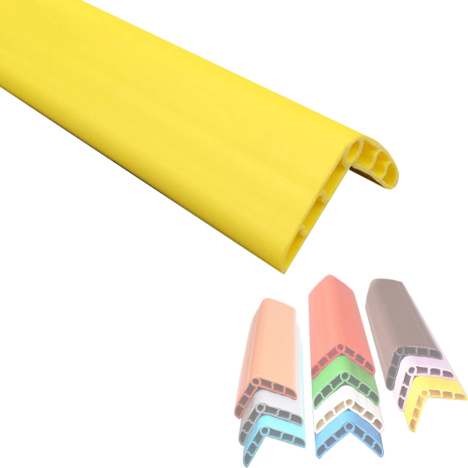 3,5 cm breiter Eckenschutz für Schulwände, weicher Kunststoff, wasserdichter Eckwandschutz, 5 m langer Eckenschutz, inklusive Klebstoff, Gelb