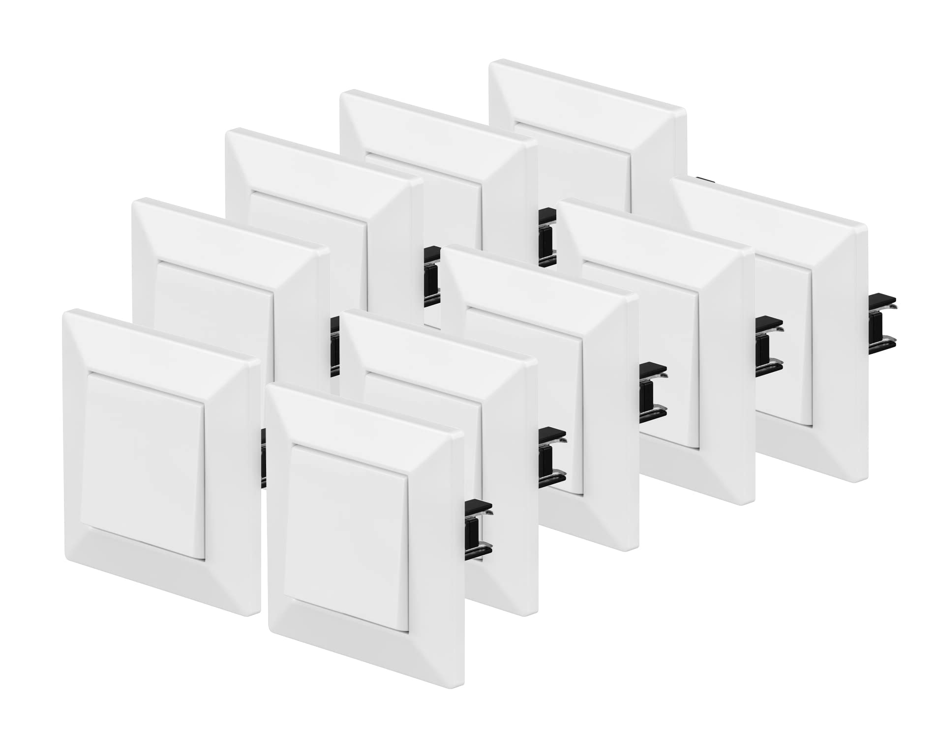 POPP® Mecanismos Interruptor Empotrable de Encendido/Apagado Todo en Uno SERIE ENKEL con Marco 82 * 82mm, 10A 250V IP20, con Bornas Automáticas (10, Blanco-basculante)