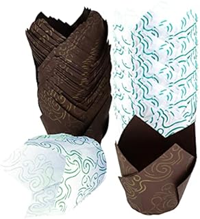 Muffin Cases, 100PCS Tulip Cupcake for Baking Cupcake Cases Tulip Baking Cups, 2 Colors Paper Muffin Cups, Cupcake Liners Muffin for Wedding, Birthday, Party, Brown and Blue