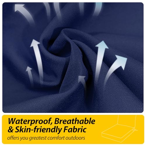 Image of AAAAAcessories Outdoor Seat Cushions for Chairs, Fade-Resistant, Waterproof Patio Furniture Replacement Cushions, 20 inch x 18 inch x 3 inch + 20 inch x 17 inch, Navy Blue