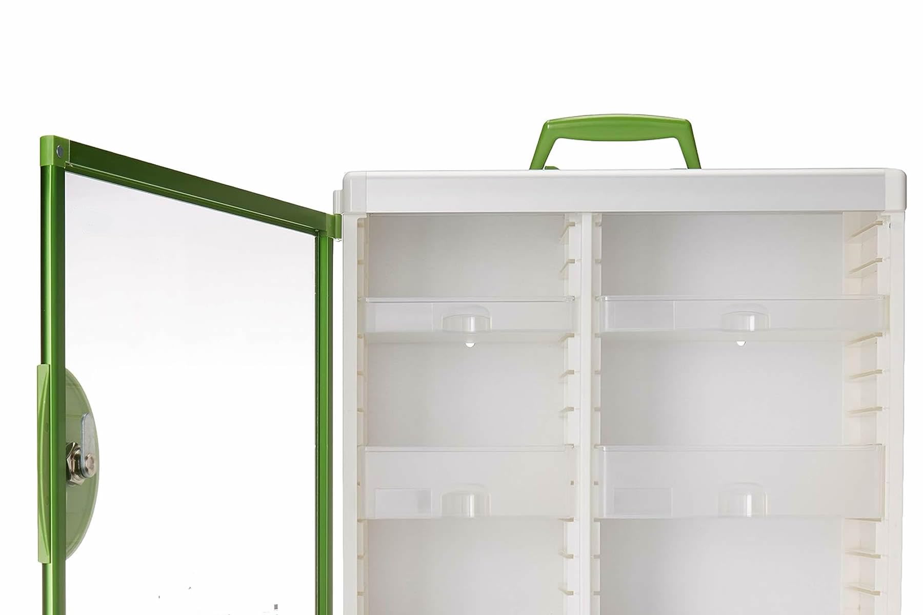 TUKA-i-AKUT 18L Armoire à Pharmacie Murale en Aluminium, 5 Compartiments 2 Clés, Verrouillable Sécurité Enfants, Armoire d'Apothicaire, Cadre Aluminium Armoire Premiers Secours, 35x32x17cm TKD6401-M