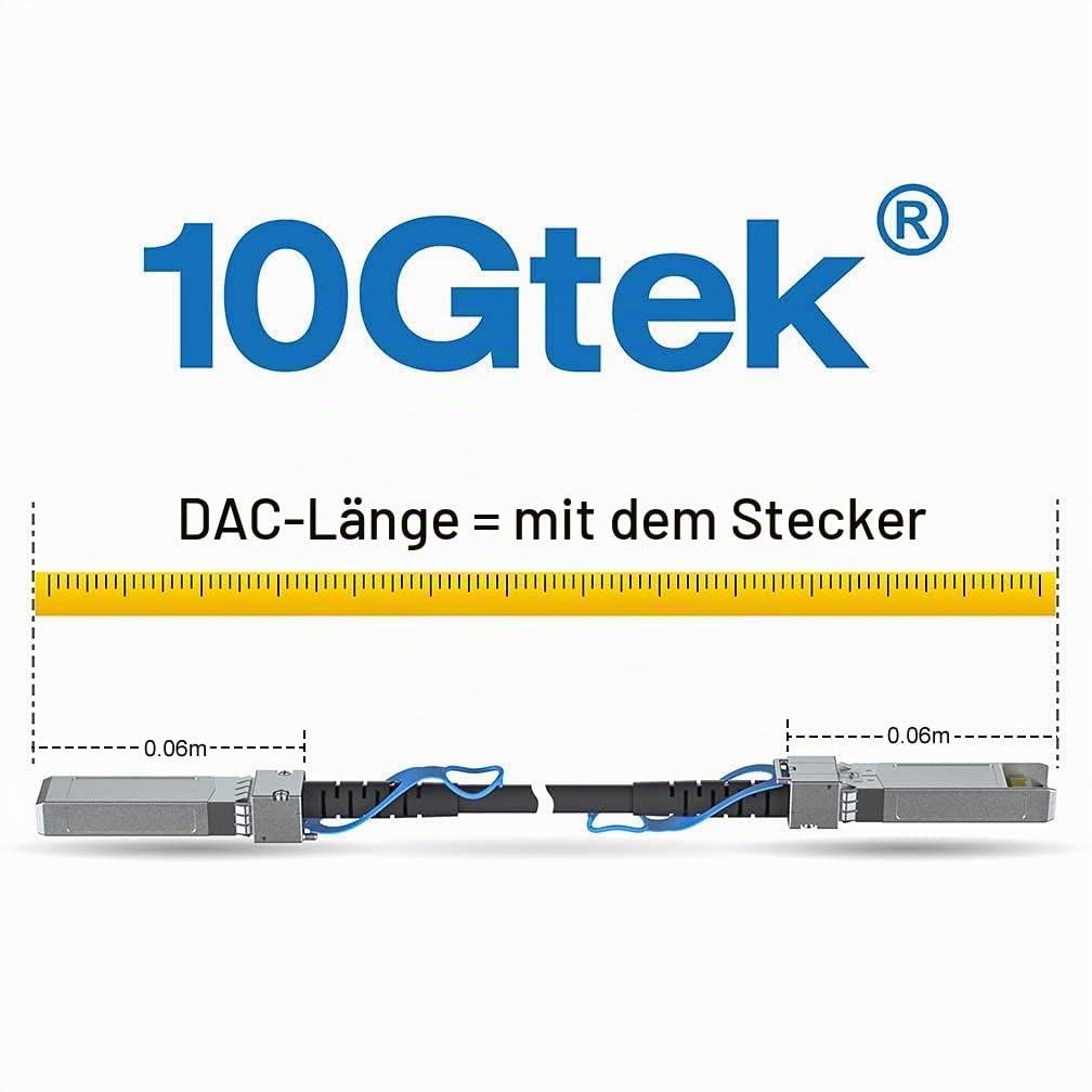 10Gtek [4 Stück] Ubiquiti UniFi SFP+ to SFP+ Kabel 0.5-Meter(1.65ft), 10GBASE-CU SFP+ Direct Attach Copper(DAC) Twinax Kabel, Passiv