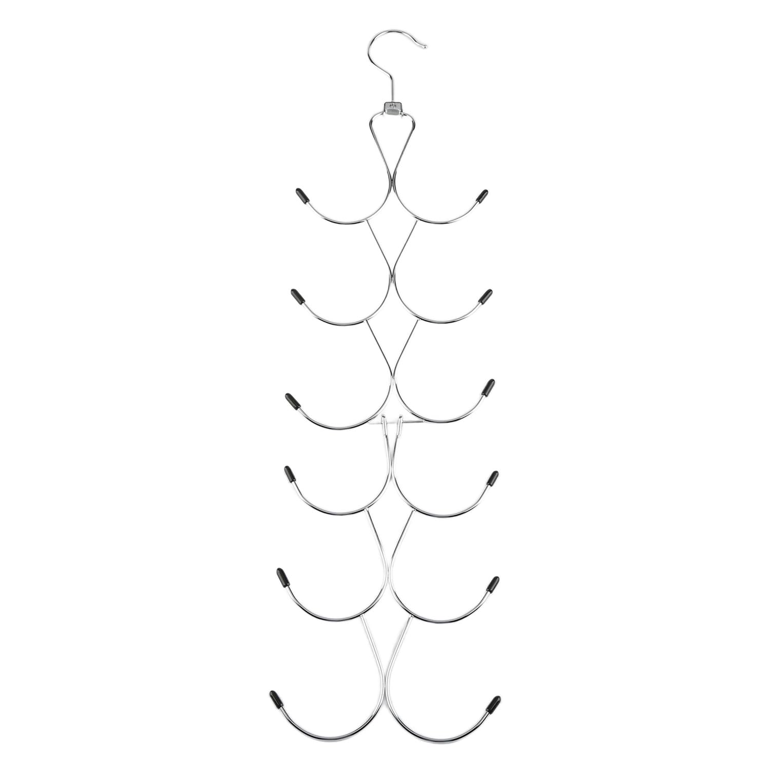Tabanzhe Foldable Scarf Hanger with 12 Hooks, Metal Space-Saving Scarf & Accessory Organizer, 360° Rotating Hanging Rack for Scarves, Shawls, Belts, Ties and Purses