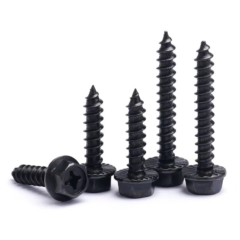 Black Steel Phillips Cross Hex Flange Head Self Tapping Screws M4 M5 M6 M8 (50,M8 x 16mm)