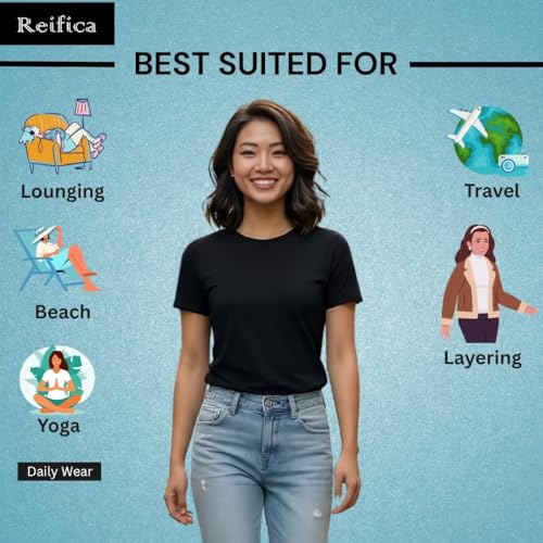 Image of Reifica Women's Plain Half Sleeve T-Shirt Combo Pack of 4