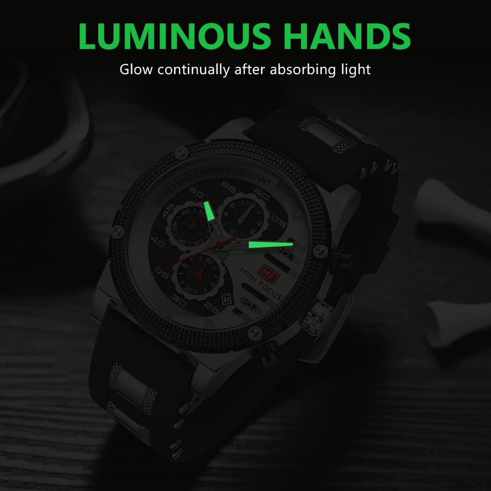 AIMES Mens Watches for Men Casual Chronograph Waterproof Sport Military Watch Analog Quartz Movement Stylish Luxury Dress Wrist Watch Elegant Gift Watch for Men