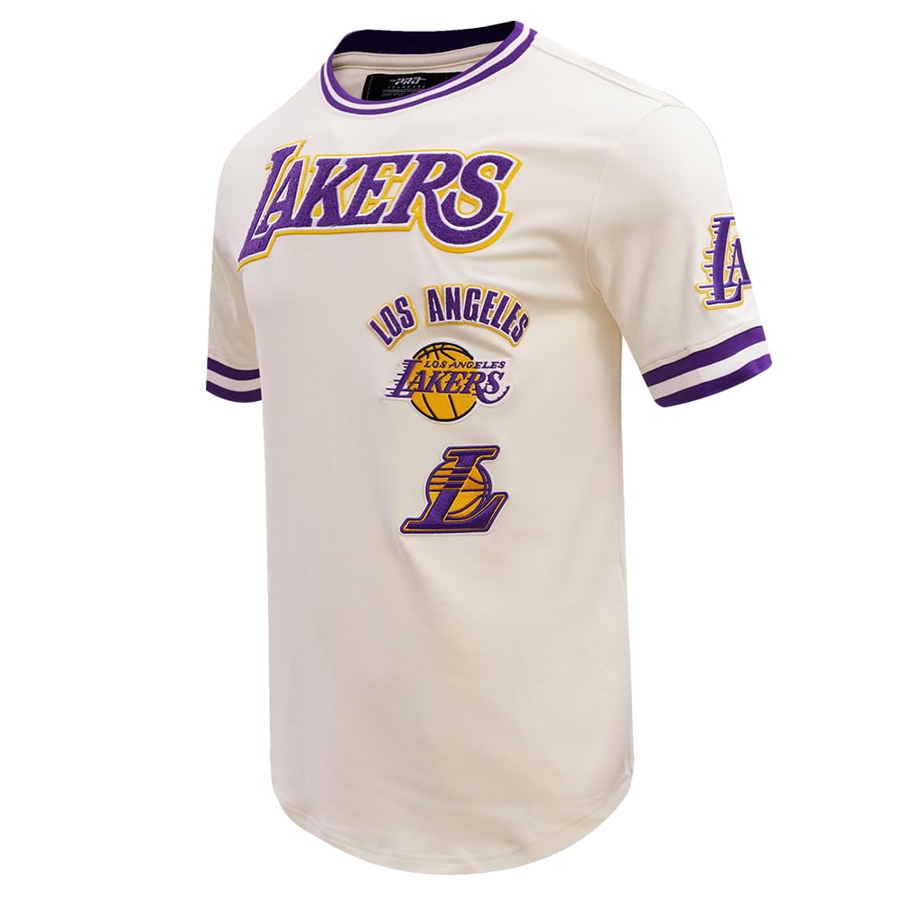 Pro Standard Męska koszulka NBA Los Angeles Lakers Retro Classics S/S, Skorupka jajka/fioletowy, XL