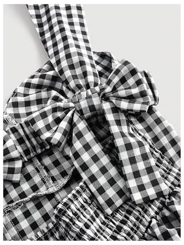 Image of Floerns Women's Plaid Ruched Bust Sleeveless Vintage Bowknot Pleated Short Dresses