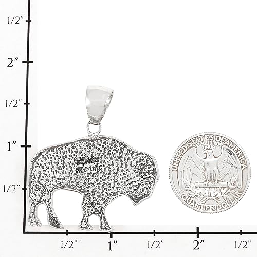 Turquoise Network Buffalo Pendant Necklace 925 Sterling Silver Genuine Gemstones (24" Length)3