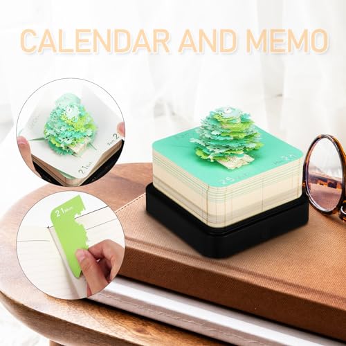 Tofficu 2024 Calendar,Creative 3D Art Calendar 2024 With Led Lights, Tree Tear Calendar Sculpture for Artsy Pads Desktop Decoration House Sculpture