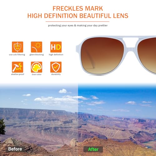 Image of Freckles Mark Vintage Retro 70s Sunglasses for Women Men Classic Large Square Aviator Trendy Glasses