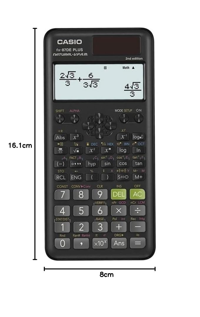 Casio fx-87DE Plus 2nd Edition Wissenschaftlicher Taschenrechner Basic Set Schwarz