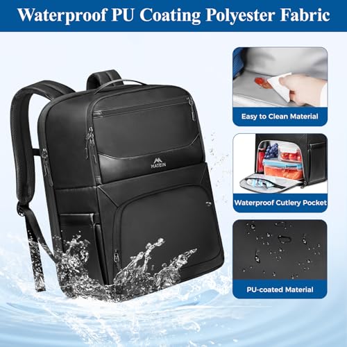 MATEIN Work Backpack with Lunch Compartment, Waterproof PU-coated Meal Prep Backpack for Men with Cutlery Pocket, Large 17 Inch Laptop Back Pack with USB Port, Insulated Cooler Bag for Office Picnic4