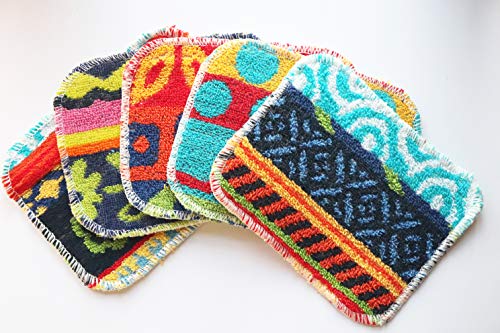 Natural Spa Supplies 5 x Scrubby grueso estropajo, resistente y antiarañazos paño de limpieza natural para todas las superficies, siempre 5 patrones diferentes y colores.