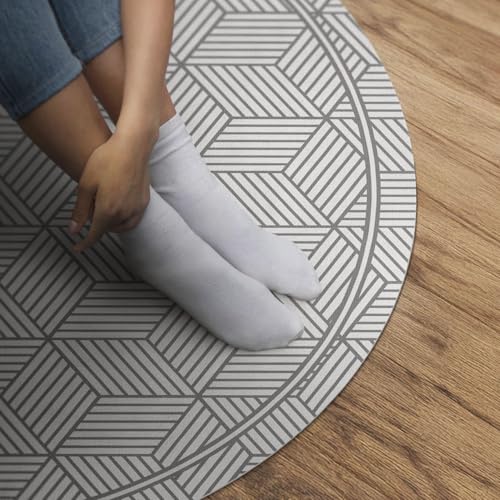 Tapis vinyle ø150 cm durable et élégant motif mosaïque géométrique chic