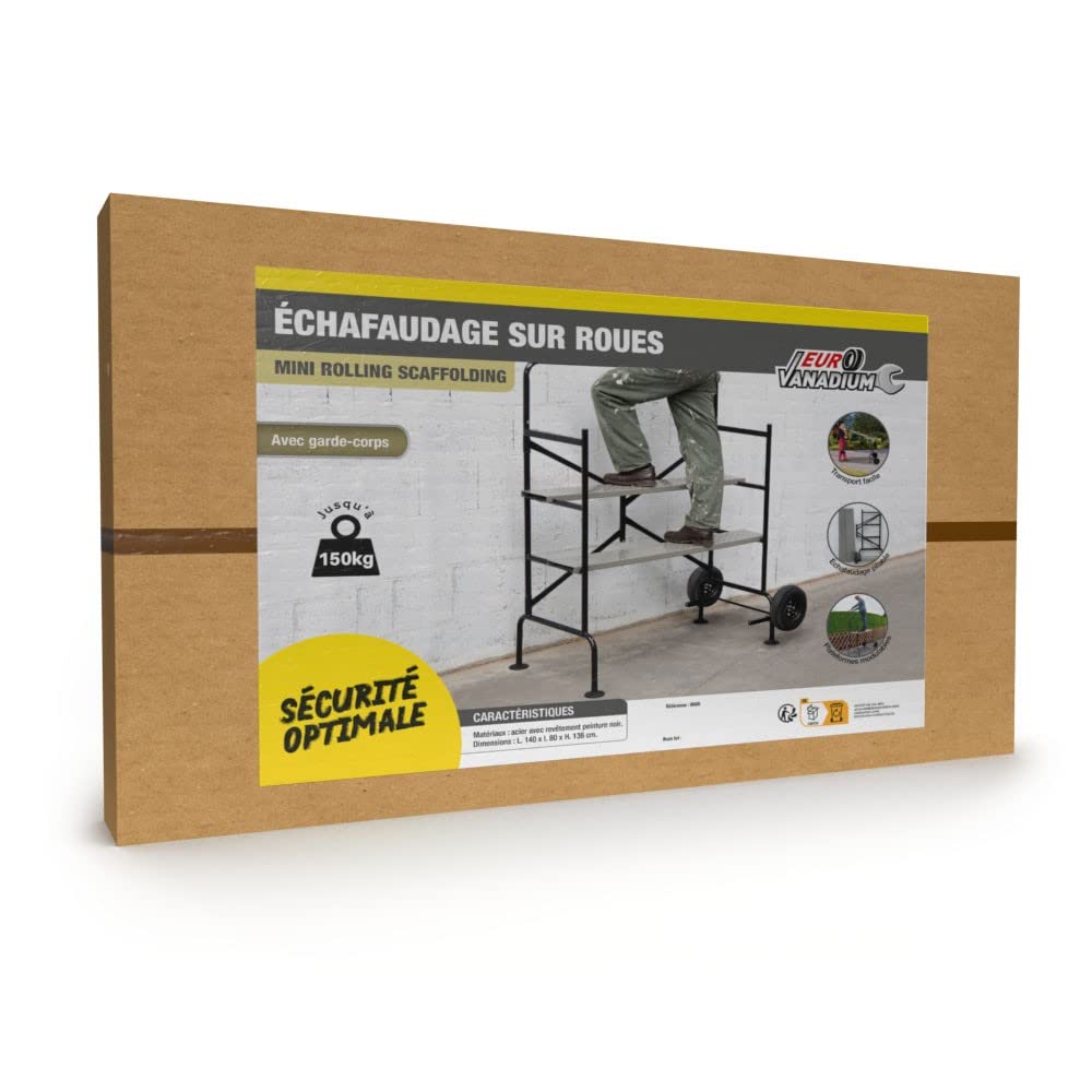Echafaudage roulant avec garde-corps pliable et ajustable - EasyWork