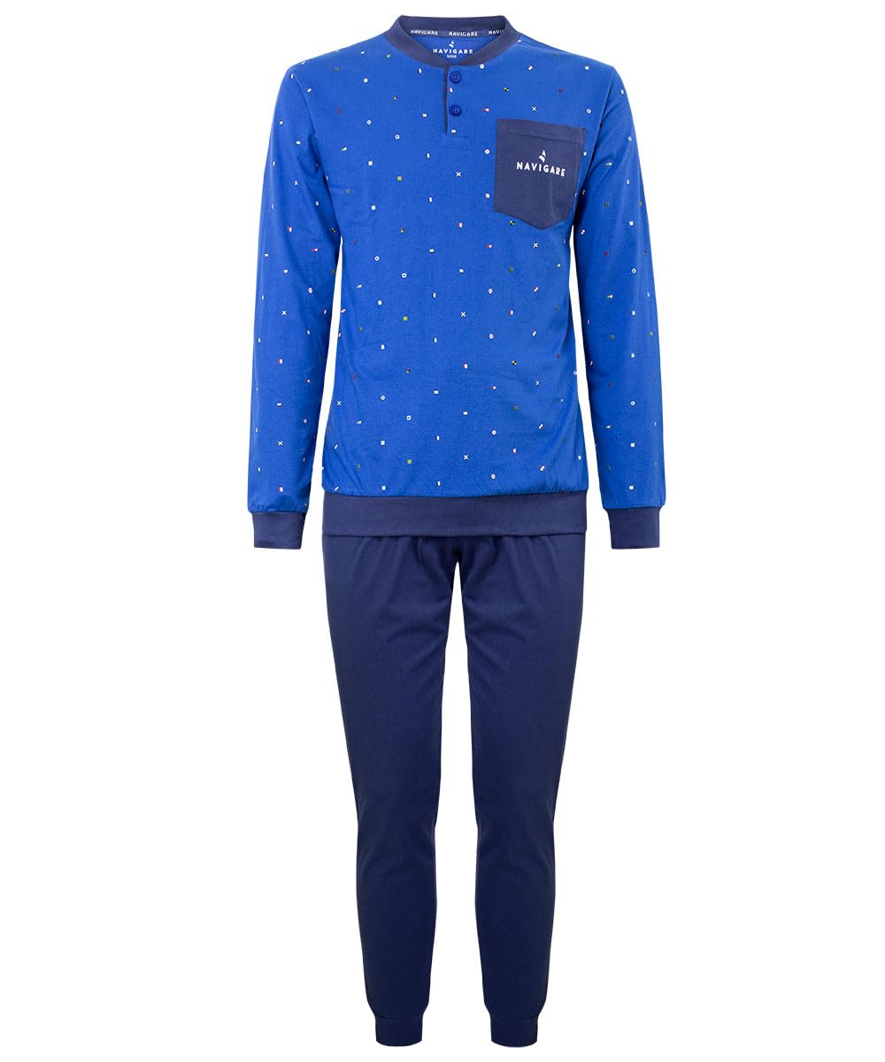 Navigare Pigiama Uomo Lungo in Cotone Jersey | Pigiama Leggero Primaverile ed Autunnale, Comodo e Traspirante | Taglie M, L, XL, XXL | Limited Edition
