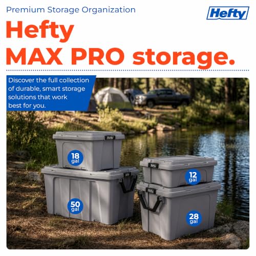 Image of Hefty 18 Gallon Storage Bin with Lid, Heavy Duty Plastic Storage Container Stackable Tote for Garage Closet Home Organization, Large Storage Bin, 6 Pack, Grey