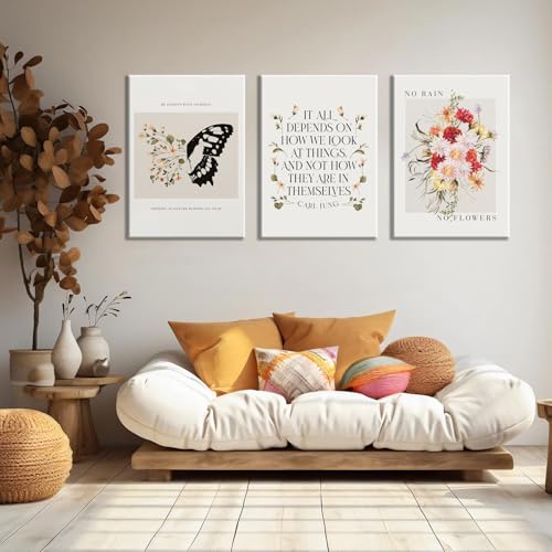 VVL 3Pcs Inspirational Quotes Wall Art for Office Mental Health Wall Art Motivation Painting Picture Wall Decor for School Office Treatment Room Home Decoration