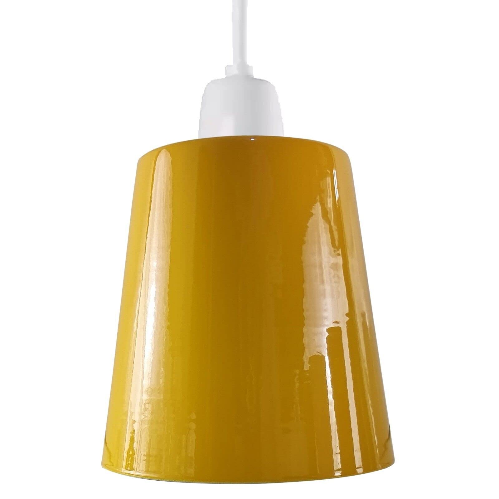 DC VOLTAGE Retro Industrial Ceiling Light Lampshades Vintage E27 Style Metal Mug Shaped 15cm Easy fit for Wall Sconce, Pendant Lamp, Kitchen Living Room with Free Reducerplate (Yellow)