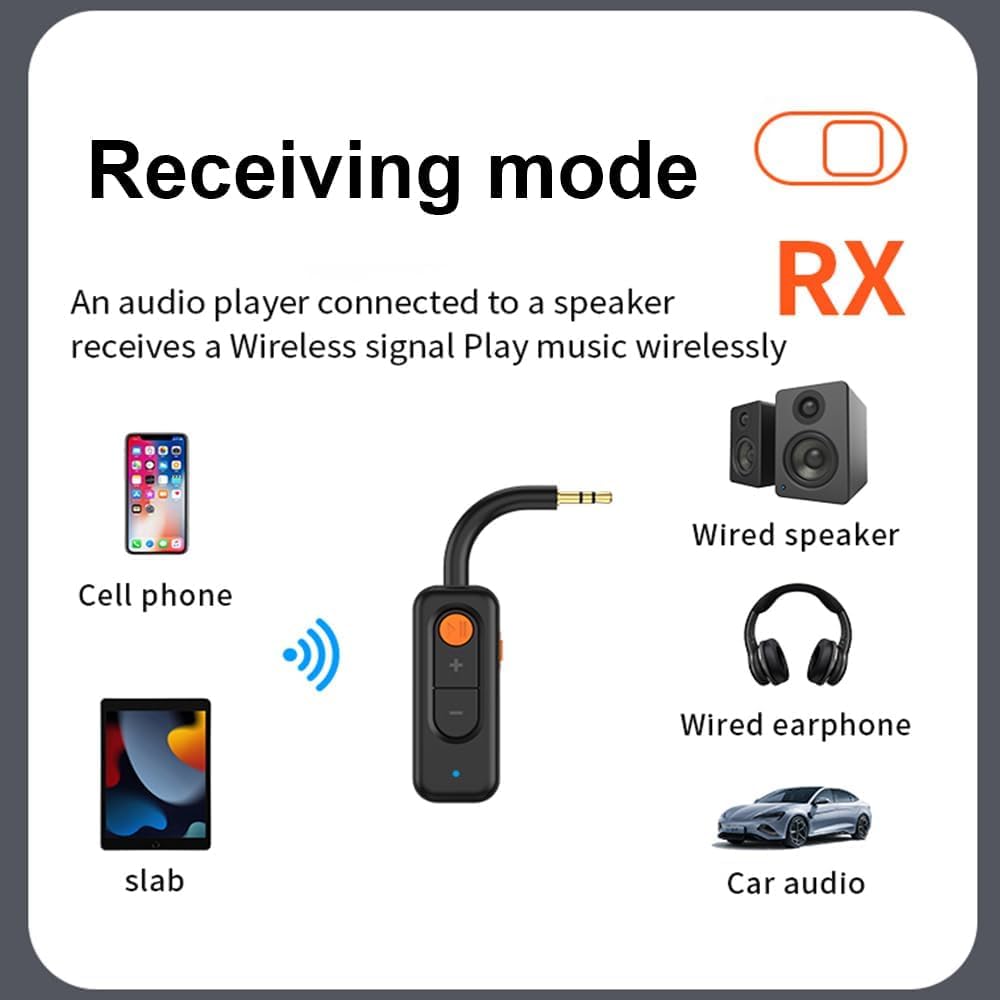 MICROWARE Bluetooth 5.4 Transmitter Receiver, 2-in-1 Wireless AUX Audio Adapter, Low Latency Bluetooth Adapter for TV, PC, Car, Headphones & Speakers — Amazon image 3