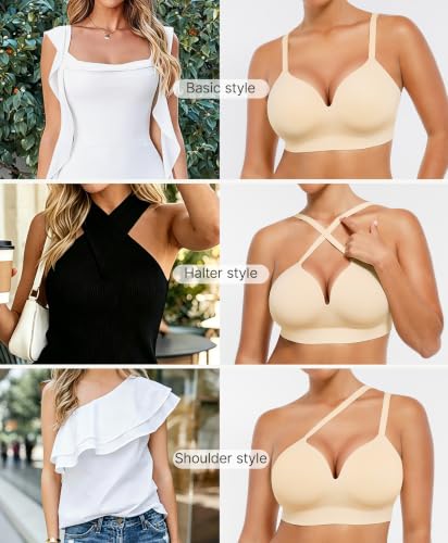 Image of FeelinGirl Wireless Supportive Bra for Women, Seamless Comfort Bralettes No Underwire Full Coverage Everyday Bras