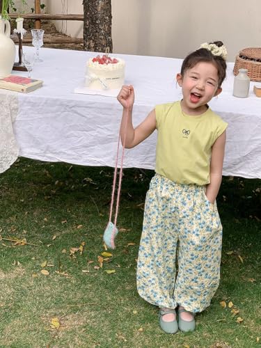 Girls Pants Baggy Cotton Pull Up Kids Harem Pants 2-10Y4