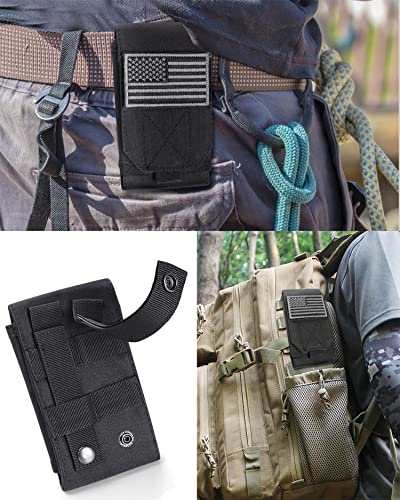 Image of Black Tactical Molle CellPhone Pouch Case,Heavy Duty Waterproof Phone Holster Bag for iPhone 11 12 13 Pro Max For Samsung S22 S21 S20 FE Note 20 A13 A12 A02S Less 6.7 inch Phone with 4 Pack Patches