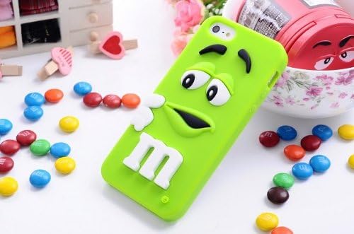 LliVEER Lovely Cartoon Mouth-open M & M's Chocolate Candies Style Fragrant Soft Silicone Case Cover Compatible for Iphone 5 5g 5s(green)