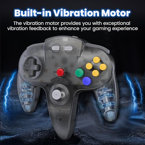 Image of 2 Pack Wireless N64 Controller Made for Switch 1 & 2, N64 Console, Wireless 2.4 GHz Receivers Compatible with Switch Online, Windows PC, macOS (Built-in Vibration) (Rechargeable) Gunmetal Grey /Gray