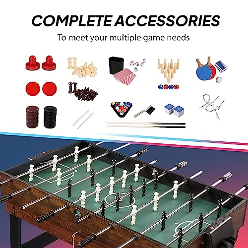 PEXMOR 10 in 1 Multi Game Set für Erwachsene und Familie, 48 Zoll Spieltisch mit Hockey, Kickerball, Pool, Ping Pong, Shuffleboard, Schach, Dame, Bowling, Backgammon – Bild 4