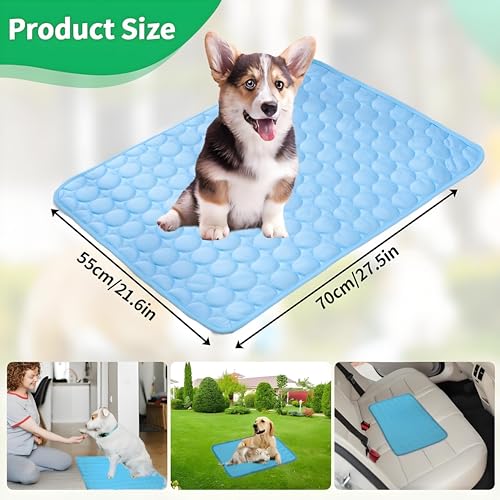 AOOGON Kühlmatte für Hunde Katzen, Selbstkühlende Hundematte, Haustier Waschbar Kühldecke für Matte, Drinnen, Draußen und Auto (Blue)