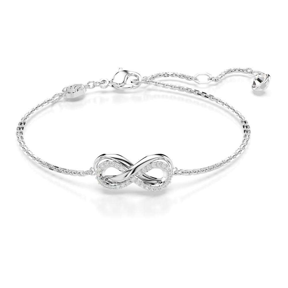 Swarovski Women's Hyperbola Rhodium Plated White Infinity Bracelet 5679664 in Silver | Size: 15.5cm