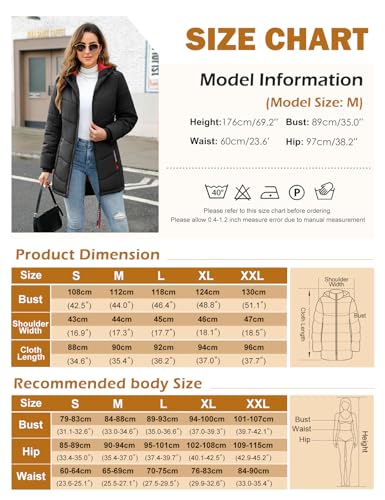 Yuson Girl Wintermantel Damen Warm Steppjacke Parka Lang Mantel Winter Jacke mit Kapuze Herbst Winter Steppmantel Outdoorjacke Elegant Kapuzenmantel mit Zipper, Tasche(Schwarz, M)