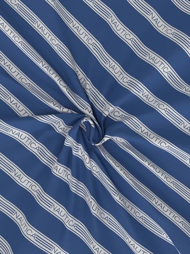 Image of NAUTICA Cotton King Bedsheet with 2 Pillow Covers -3pc Set (noridge) | 160TC | Super Soft Touch Stripe-Blue