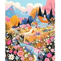 NEWENMO Beaux Paysages Peinture Par Numéros,Fleurs Peinture Numero Adulte,Livre Ouvert Paint By Numbers,DIY Peintures à L'huile Kit,Bricolage Painting Acrylique Pour Débutant Décor Maison 40x50cm